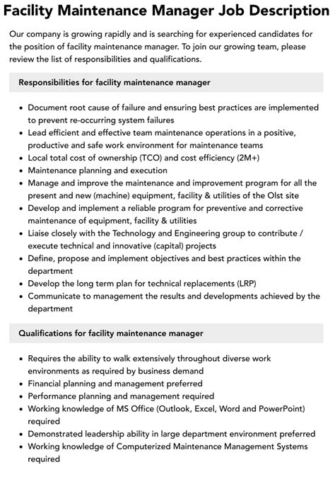 maintenance manager jobs .